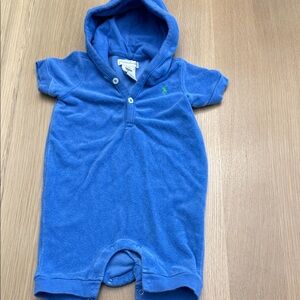 Ralph Lauren Blue Hooded Baby Outfit Size 6 Mo.